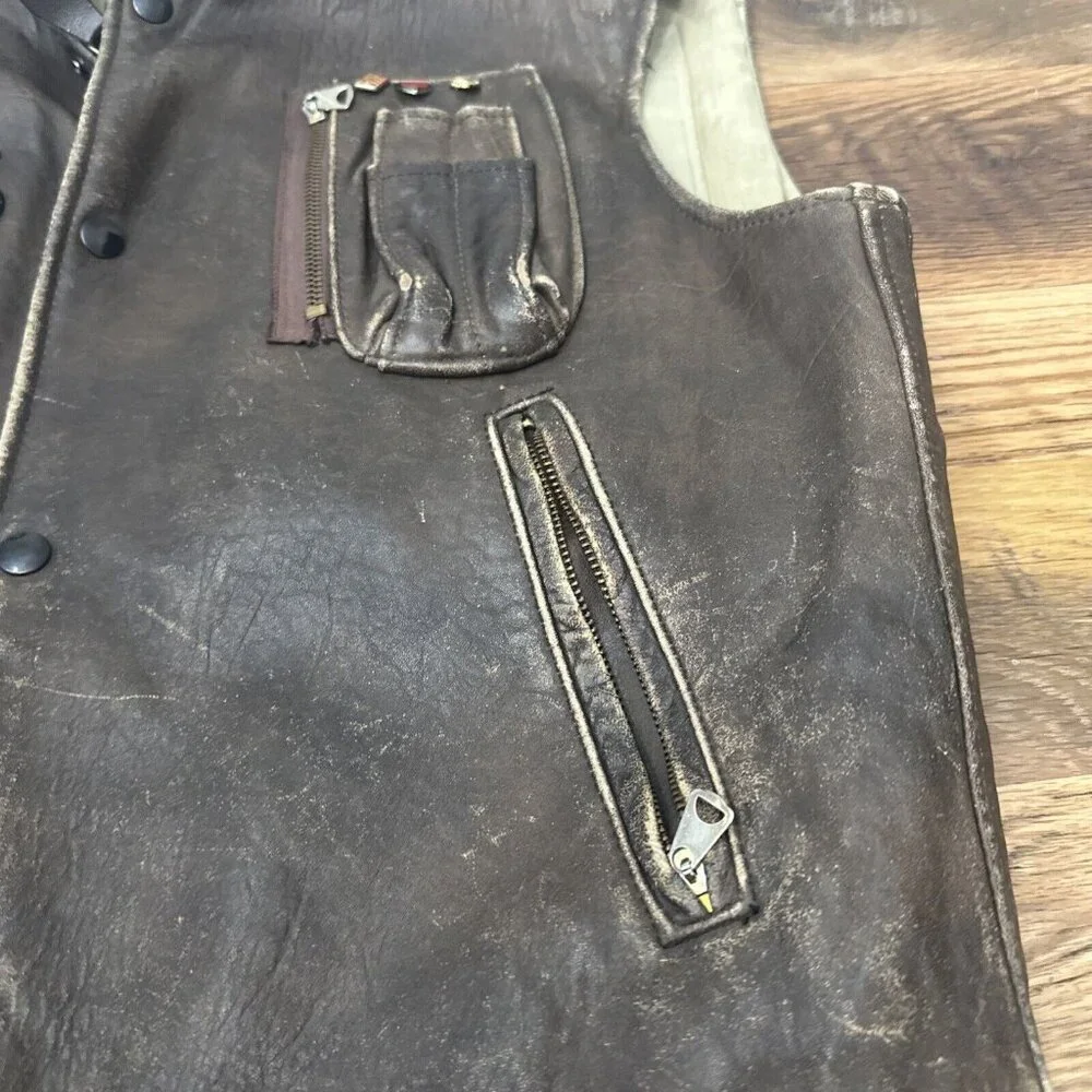 Avirex Authentic Leather Aviation Vest Vintage AMA